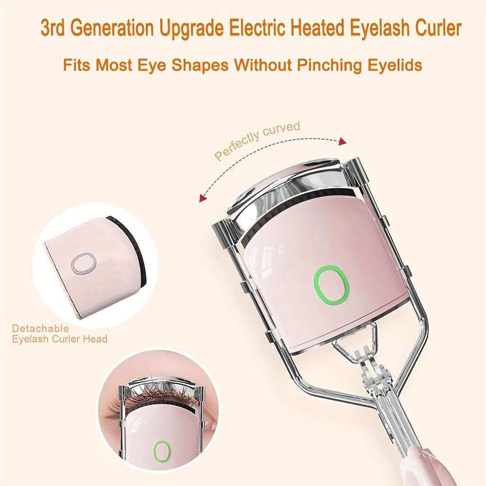 Heated Eyelash Curlers, 3 Heating Modes Portable Natural Curl   Metal Style Design
