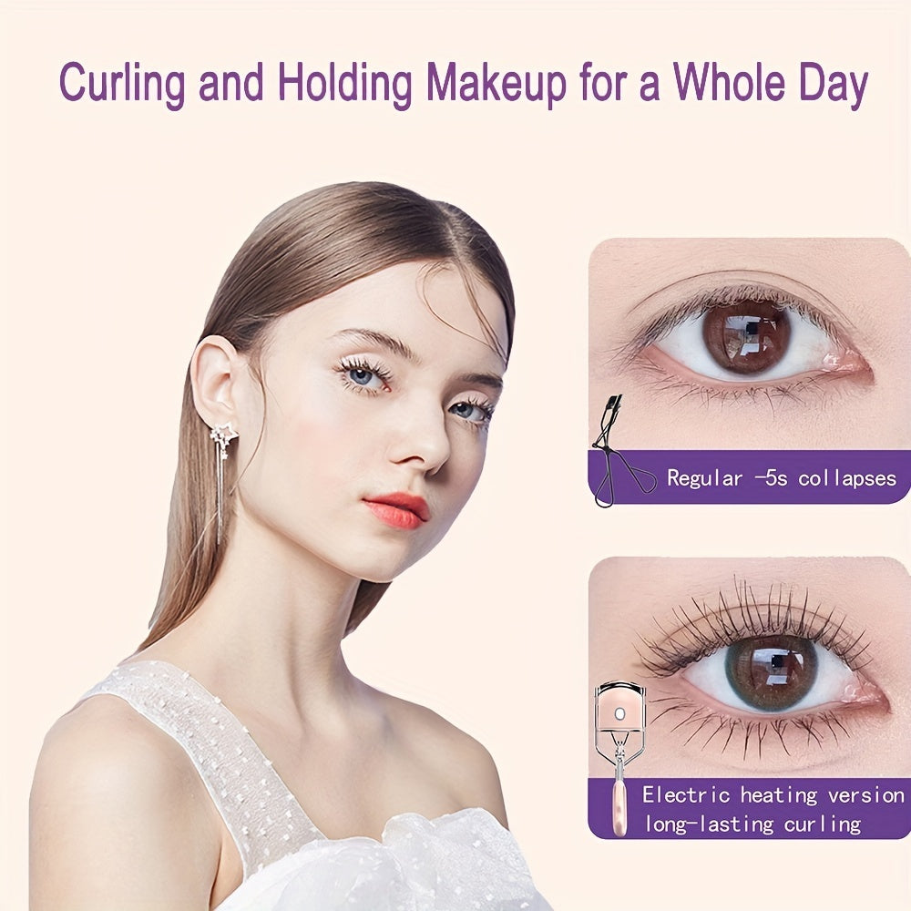 Heated Eyelash Curlers, 3 Heating Modes Portable Natural Curl   Metal Style Design