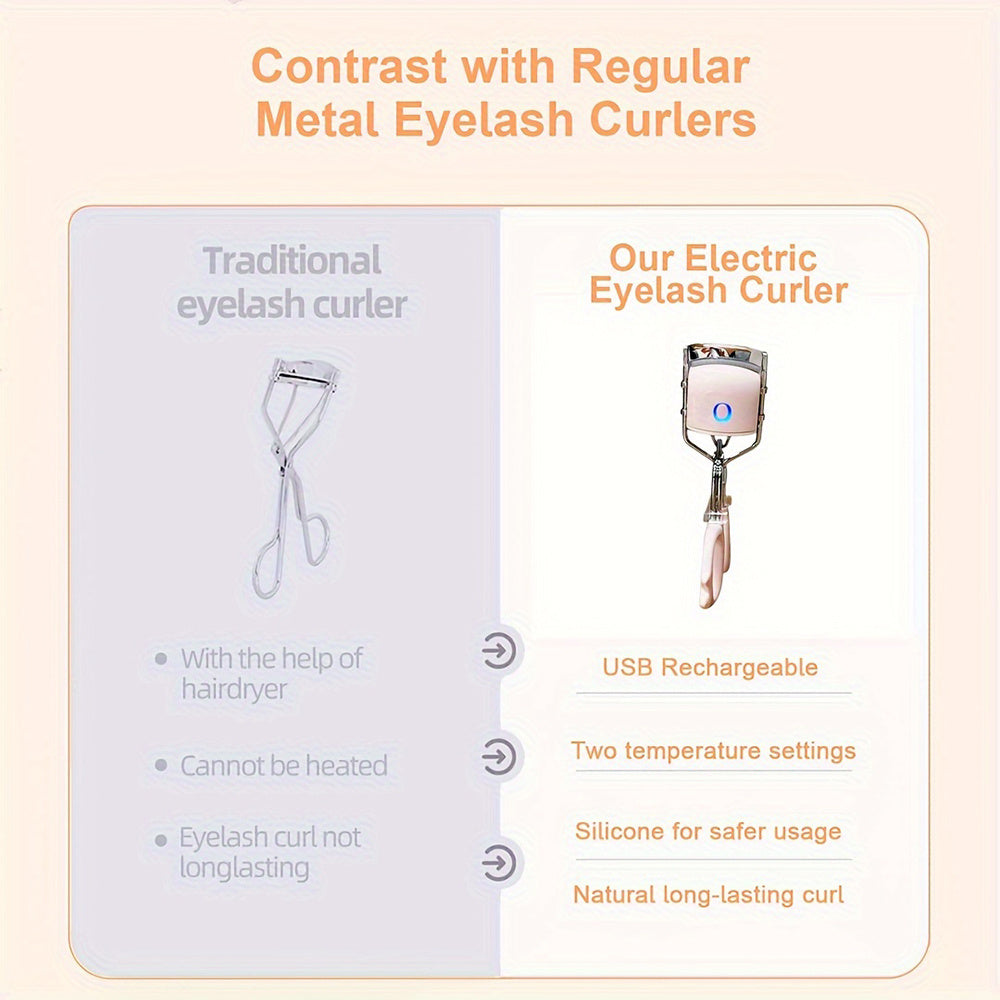 Heated Eyelash Curlers, 3 Heating Modes Portable Natural Curl   Metal Style Design